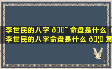 李世民的八字 🐯 命盘是什么（李世民的八字命盘是什么 🦄 意思）